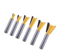 6 Pièces Fraise à Queue D’aronde 8mm en Alliage, Tête de Coupe | Bois Massif et Panneau Dense, Bord Ciseau, Évacuation Rapide des Copeaux, Pièce de Rechange Jaune