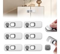 6 Pieces French Fridge Lock Child Window Lock,Baby Door Security Cupboard Domestic Child Lock Fridge Door Lock,Self-Adhesive (Grey)