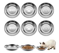 6 Pièces Gamelle Chat INOX,Gamelle Plate pour Chat,Gamelles de Nourriture en Conserve, Gamelles d'alimentation, Gamelles d'eau, Adaptées aux Chats et Aux Petits Chiens,16CM