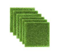 6 Pièces Gazon Artificiel Exterieur Pelouse Synthétique Exterieur Faux Gazon Fausse Herbe Synthetique Pelouse Artificielle Réaliste Miniature Décoration Maison Jardin/Balcon Micro Paysage 15x15cm