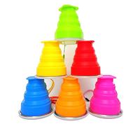 6 Pièces Gobelet Pliable en Silicone Réutilisable avec Couvercle, Verre et Tasse de Voyage Compacte, Mug Retractable pour Extérieur, Camping, Pique-Nique, Randonnée, Bureau et Voyages (6 Couleurs)