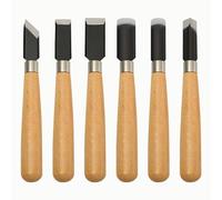 6 Pièces Gouge a Bois Ensemble, Bord Plat de 19,5 mm / 22 mm, Bord Biseauté de 16 mm, Bord Rond de 17 mm / 15 mm, Couteau Triangulaire de 11 mm, Couteau de Gravure sur Bois (jaune)