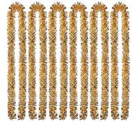 6 Pièces Guirlandes Tinsel de Noël 39.4 Pieds Guirlande Métallique Scintillante Décoration Suspendue pour Sapin de Noël Guirlande de Mariage (Or Argent)