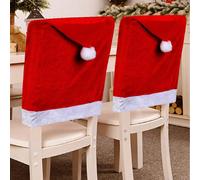 6 pièces - Housse de dossier de chaise de Noël Robe de fête de Noël Imprimé grand chapeau non tissé Housse de chaise de Noël, peut être utilisé dans la salle à manger, la chambre, la cuisine, une vari