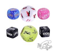 6 Pièces Jeu de DésCouple Cadeau Sexe DéS de Couple Dés Lumineux Dés Qui Brille dans DéS Jeux pour Adultes Romantique Acrylique Jeu de Parfait pour Les Anniversaire, la SaintValentin et Les Couples