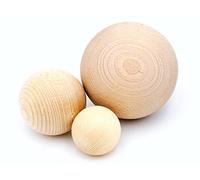 6 pièces JOWE® Boules en bois de hêtre sans perçage, Diamètre 70 mm - Billes en bois made in Austria