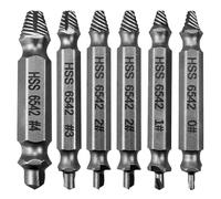 6 Pièces Kit Extracteur de Vis, H.S.S 6542# Extracteur de Goujon, Endommagé Vis Extracteurs pour Retirer Facilement de Goujon Abimées et Boulon Endommagées (Argent)