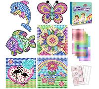 6 Pièces Kits Suncatcher pour enfants Âges 6 7 8 9 10，Kit de peinture de diamant DIY Papillon, tournesol, dauphin pour les filles de 6 ans +，5D Gemme Diamant Kit d'art et d'artisanat de fenêtre