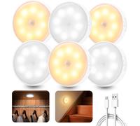 6 Pièces Lampe Détecteur De Mouvement Interieur, Veilleuse Led Rechargeable Lumiere 3 Modes, Lampe Led Sans Fil Éclairage Pour D'escalier, Couloir, Chambre À Coucher, Armoire, Cuisine