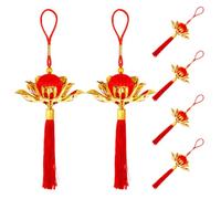 6 Pièces Lanterne Lotus Suspendue Chinoise Décor Intérieur Extérieur | Ornement Élégant en Polyester Plastifié, Couleurs Festives, Style Traditionnel, pour Patio, Jardin, Maison, Commerce