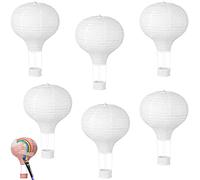 6 Pièces Lanterne Montgolfière Papier, Suspendre Lampions Montgolfière, Lanterne Papier Blanc, 3D Chaud Lampion Montgolfière, pour Fête De Mariage, Centre Commercial, Décoration Artisanale