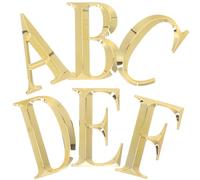 6 Pièces Lettre Décorative Murale Alphabet A F en ABS | Résine Or, Style Simple Moderne, Usage pour Ktv et Boîtes aux Lettres, Aspect Solide