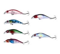 6 Pièces Leurre de Pêche Simulé 5cm 2,7g, Abs, Mer et Eau Douce | Appâts et Leurres pour Pêche en Extérieur, Forme Vive, Attire Truite et Bar, pour Passionnés