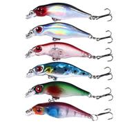 6 Pièces Leurre de Pêche Simulé 5cm 2,7g, Hameçon 10 pour Pêche | Abs, Forme Vive, pour Lacs et Rivières, Eau Douce et Mer, Pêcheurs et Passionnés