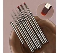 6 pièces Lot de pinceaux pour nail art en tige métallique Stylo de coloriage en gros Carré grand rond Stylo de thérapie de lumière Stylo Halo Alliage d'aluminium