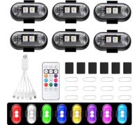 6 Pièces Lumières LED Sans Fil Voiture 8 Couleurs Stroboscopiques USB Drone | Strobe Drone Light avec Télécommande Rechargeables Étanches Anti-Collision pour Voiture Camion Moto Vélo et Drone