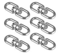 6 Pièces M5 Crochet Pivotant 360 Degrés Double Extrémité Anneaux Pivotants | Connecteur à Crochet Pivotant en Acier Inoxydable 304 pour Relier Composants de Suspension et Rotation