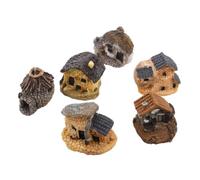 6 Pièces Maison Miniature en Résine Café, Style Rustique