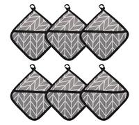 6 Pièces Maniques Cuisine avec Sac, 18 x 18 cm Manique en Coton, Résistantes à la Chaleur Jusqu'à 260 °C, Lavables, Réutilisables, 2 en 1, pour Protéger la Table sans se Brûler Les Mains (Gris)