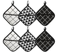 6 Pièces Maniques Cuisine Multifonctionnelle Maniques Cuisine Tres Réutilisable Manique Cuisine en Coton Resistante 3 Styles pour Casseroles Chaudes (18 Cm X 18 Cm)
