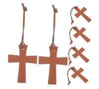 6 Pièces Marque-page Biblique en Pu Marron, Croix