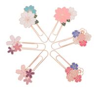 6 Pièces Marque-page Fleur de Cerisier, Petits Clips