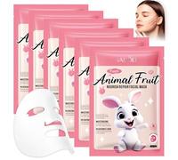 6 Pièces Masque Hydratant Visage, avec Acide Hyaluronique, Extrait de Pêche, Masque Visage Enfants, Nourrissants, Appaisant, Cadeaux de Pâques pour Femmes Adolescentes