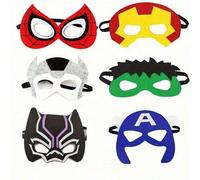 6 pièces Masques en feutre de super-héros - Iron Man, Hulk, Thor etc. Design de bande dessinée vibrante, convient pour Noël et les fêtes à thème Design de couvre-œil en maille doux et confortable Idéa