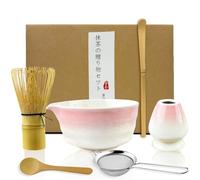6 Pièces Matcha Kit, Ensemble de Matcha Japonais Kit de Cérémonie Matcha Fait à la Main avec Bol à Matcha, Fouet, Cuillère, Support, Passoire à Thé, Cadeaux Créatifs pour les Amateurs de Matcha