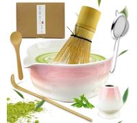 6 Pièces Matcha Kit Rose, Kit Matcha Complet Ceremonie Japonais, Matcha Set avec Comprend le Fouet Matcha, Support Fouet à Matcha, Coffret Matcha Cadeau Pour la Famille, les amis (Gradient Rose)