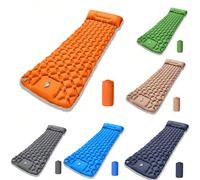 6 pièces Matelas gonflable coloré, pompe à pied intégrée, léger et portable pour le camping en plein air, les voyages, la sieste dans la voiture, comprend 1 sac de rangement de couleur assortie Kaki,c