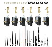 6 Pièces Mécanismes d’Horloge à Quartz,Mécanisme D'horloge,Mécanisme De Mouvement D'horloge,Kit de Réparation avec Mécanisme à Longue Tige et Couple Élevé,Incluant 6 Styles d’Aiguilles