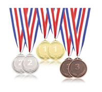 6 Pièces Médailles en MéTal Doré de Style avec Rubans Médailles d'or d'argent et Bronze Haute Qualité pour Les Récompenses yd