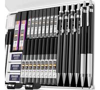 6 Pièces Métal Porte-Mines 0.3, 0.5, 0.7, 0.9, 2mm (4b 2b Hb 2h), Art Crayon Mécanique Criterium Avec Recharges, Gommes, Taille Crayon, Porte Mine Pour Dessin Esquisse Illustration Architecture