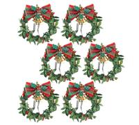 6 Pièces Mini Couronnes de Noël Artificielles, 7 Cm Guirlande de Festival de Cloche de Noël pour Fête de Noël Maison Porte D'entrée Vacances d'hiver Fenêtre Mur Intérieur (Noeud