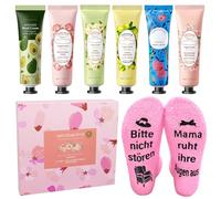 6 Pièces Mini Creme Main Noel Pour Les Mains Et Les Pieds Secs - Cadeaux Pour Maman Chaussettes Avec Inscription : Bitte Nicht Stören Mama Ruht Ihre Augen aus, Crème Mains, Cadeau D'anniversaire Maman