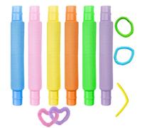 6 Pièces Mini Jouets Sensoriels, Jouets Sensoriels de Tuyau Extensible Multicolore Anti-Stress pour Enfants, Adultes, Personnes souffrant d’autisme, Soulager l'anxiété et Le Stress