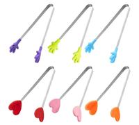 6 Pièces Mini Pinces Alimentaires, Pinces À Dessert Créatives En Silicone, Pinces Alimentaires Multifonctionnelles, Pinces À Glace En Acier Inoxydable, Desserts Et Cubes De Sucre