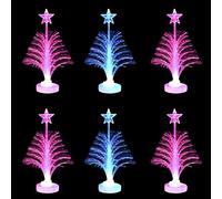6 Pièces Mini Sapin de Noël à LED Arbre de Noël à Fibre Optique aux Couleurs Changeantes avec Une Étoile Alimenté par Batterie de Noël à LED Arbre pour Cadeau de Décoration de Vacances de Noël