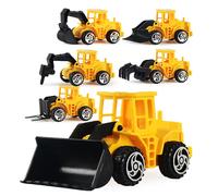 6 Pièces Mini Vehicule De Construction Coulissant Inertiel Bulldozer Pelle Moule Sous Pression Modèle De Voiture Ensemble De Jouets Pour Enfants Cadeau D'anniversaire
