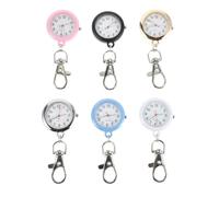 6 Pièces Montre de Poche Infirmière Quartz Ronde à Clip, Style Rétro | Porte-clés Inclus, Lecture Facile en Faible Lumière, pour Clés et Ceinture, Usage Clinique