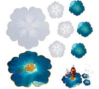 6 Pièces Moule à Dessous-de-Verre en résine, Coaster Moulle Silicone Resine Epoxy Moule,pour la Fabrication de sous-Verres, Tapis de Bol, décors
