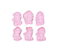 6 Pièces Moule Biscuit Emporte Pièce Dessin Animé Emporte Pièces en Plastique 3D Avec Poussoir Rose Decoupoir Patisserie Emporte Pièce en Forme de Dessin Animé Enfants pour Décoration de Biscuits