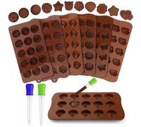 6 pièces Moule Chocolat, 3D Moule Silicone Chocolat 15 Compartiments avec 2 Pipettes, Antiadhésif Moule A Chocolat, Moule Mini Tablette Chocolat pour La Pâtisserie Chocolatée