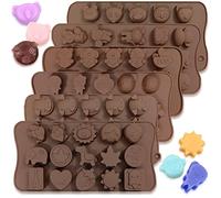 6 pièces Moules à Chocolat en Silicone, CNYMANY Formes d'animaux Matériel d'amour Bonbons Moule Gelée Moule Antiadhésif Casseroles de cuisine Bacs à glaçons pour la fête Festival - 76 Formes