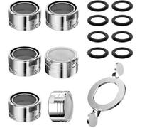 6 pièces Mousseur Robinet, Filtre Robinet M24 Aérateur de Robinet avec 8 Joints et 1 Clé pour Robinets, Economiseur D'eau pour Robi