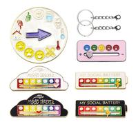 6 Pièces My Social Battery Pin, Social Battery Pins Broches Amusantes, Aiguilles D'Humeur Interactives, Broche Amusant, Humeur Exprimant L'épingle, Épinglette Créative Pour Batterie Sociale