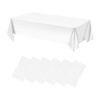 6 Pièces Nappes Blanches,Nappe Rectangulaire Blanche 137 x 274 cm,Nappe de Tablede Fête,Nappes pour Anniversaires, Remises de Diplômes,Les Mariages et Autres Occasions Spéciales