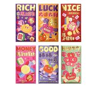6 Pièces New Year Red Envelopes, Red Envelopes For Horse Year, Cartoon Money Envelope Christmas 2026, Pour Adultes, Famille, enfant, Voisins, Maison, Communauté, Réunions, Fêtes