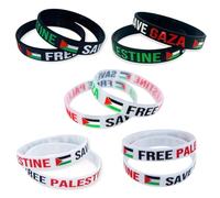 6 Pièces Nouveau Bracelet Drapeau Palestinien en Caoutchouc, Bracelet en Caoutchouc Nouveau Bracelet Drapeau Palestinien Bracelet Drapeau Palestine Deux Couleurs Bracelet en Caoutchouc Sport